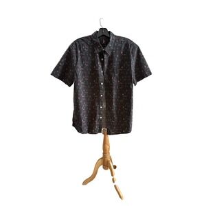 Jack Sage Men's Camping Outdoors Print Button Down‎ Shirt Short Sleeve Sz Medium